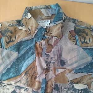 Vintage Seta Finelli Abstract Psychedelic Silk Button Shirt